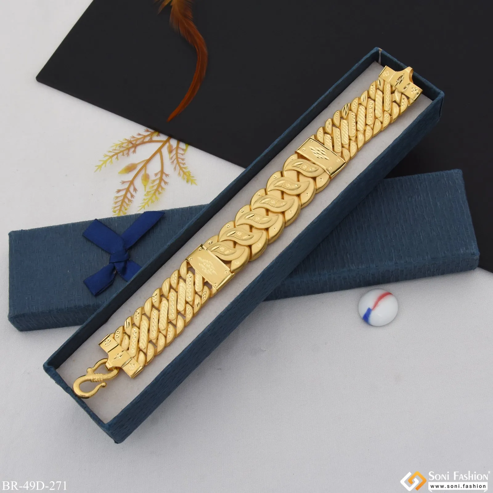 1 Gram Gold Plated Prominent Design Pokal Bracelet for Men - Style D271