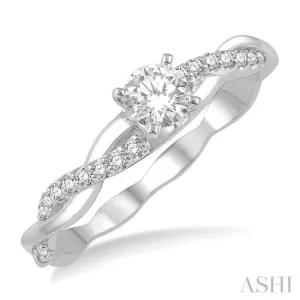 1/10 ctw Round Center Semi-Mount Diamond Engagement Ring in 14K White Gold
