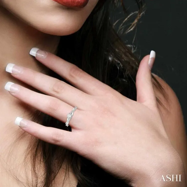 1/10 ctw Round Center Semi-Mount Diamond Engagement Ring in 14K White Gold