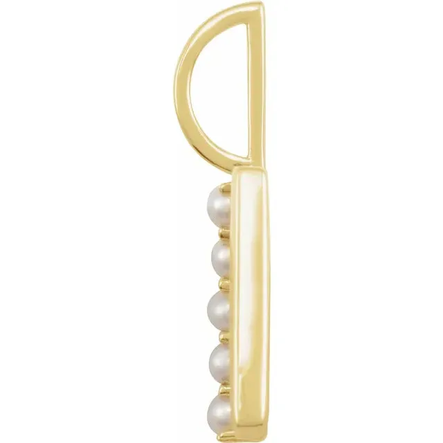 14K Yellow Gold Cultured White Pearl Initial G Charm/Pendant