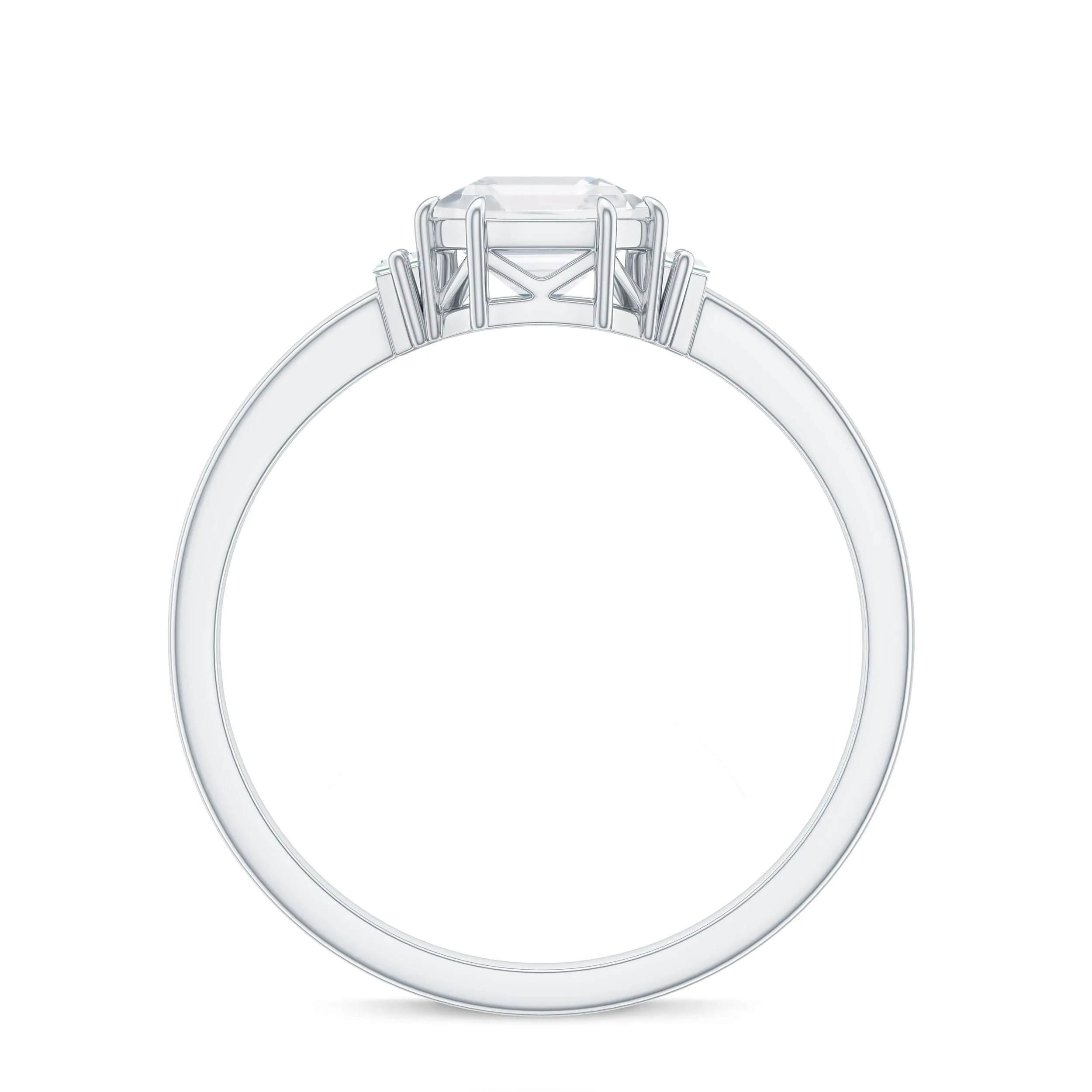 1.50 CT Asscher Cut Solitaire Zircon Engagement Ring