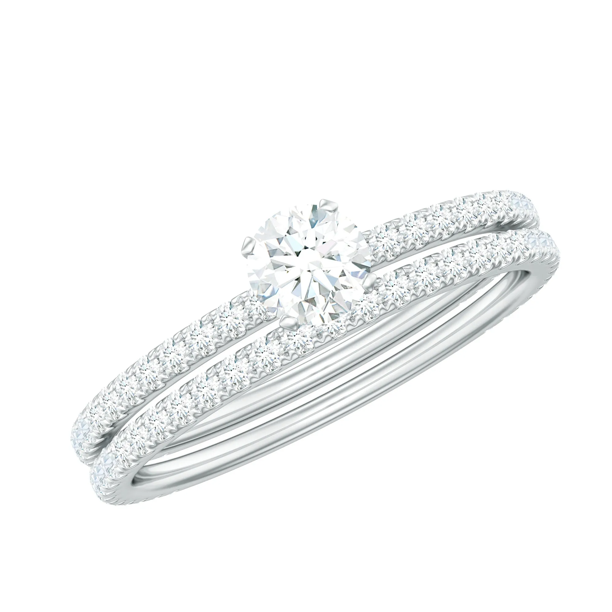 1.50 CT Minimal Round Moissanite Wedding Ring Set