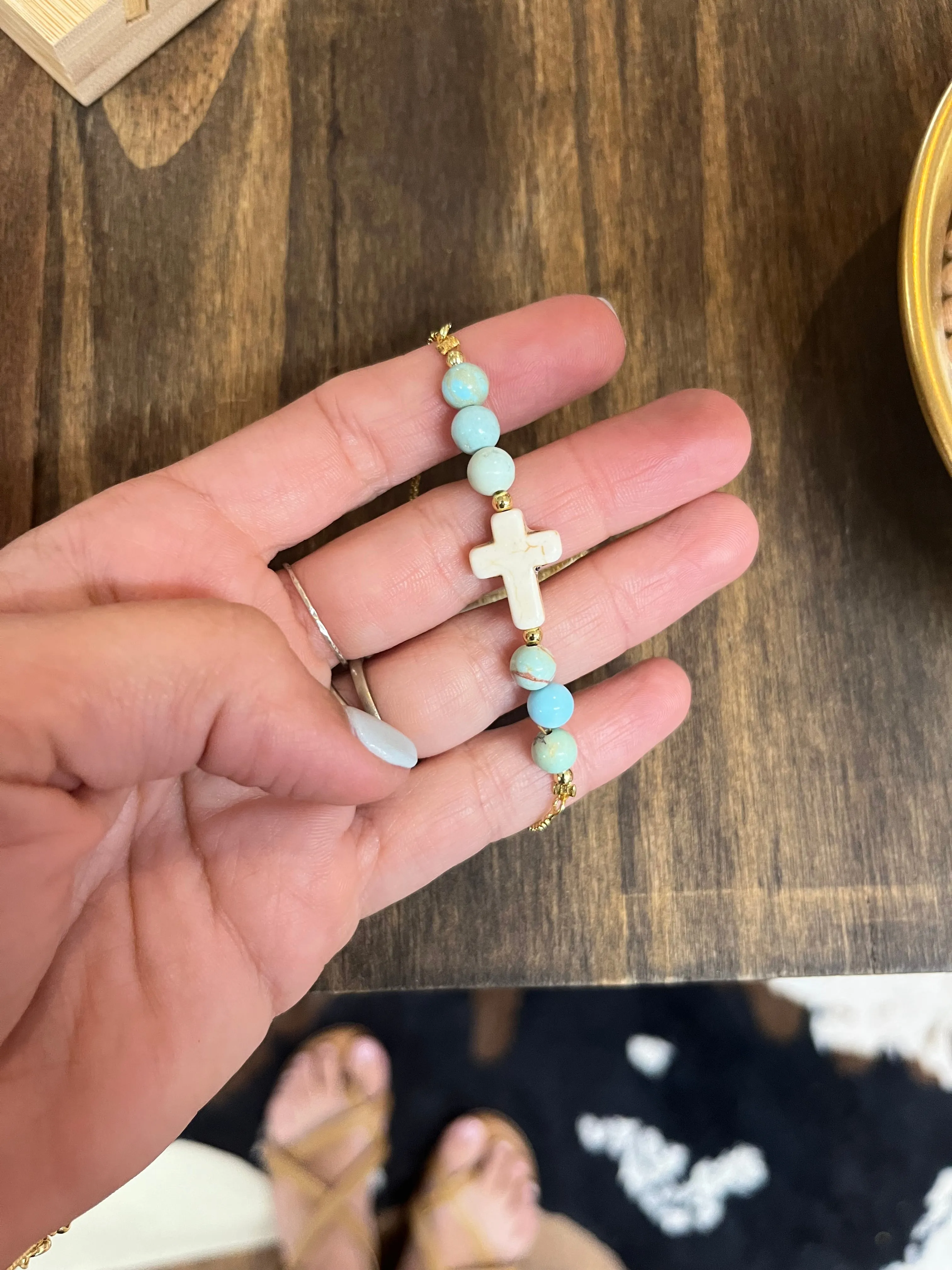 Adjustable Turquoise across Bracelet