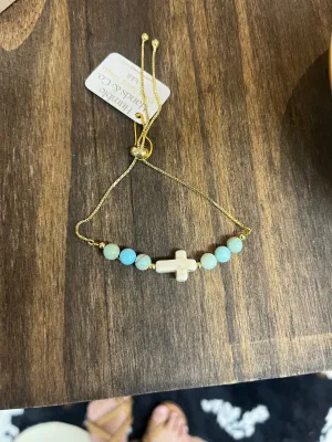 Adjustable Turquoise across Bracelet