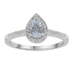 Aquamarine Ring With 0.15Ct Diamonds In 9Ct White Gold