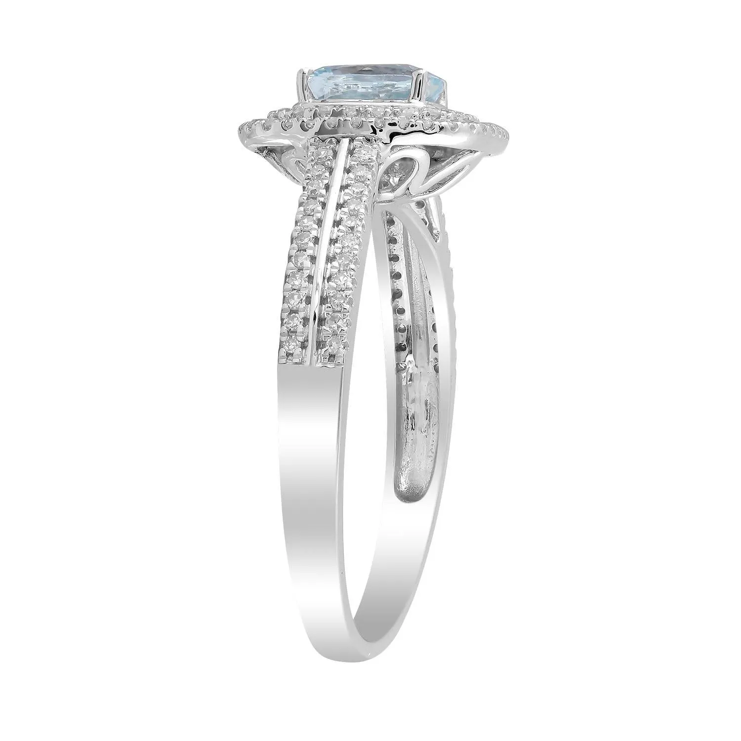 Aquamarine Ring With 0.33Ct Diamonds In 9Ct White Gold
