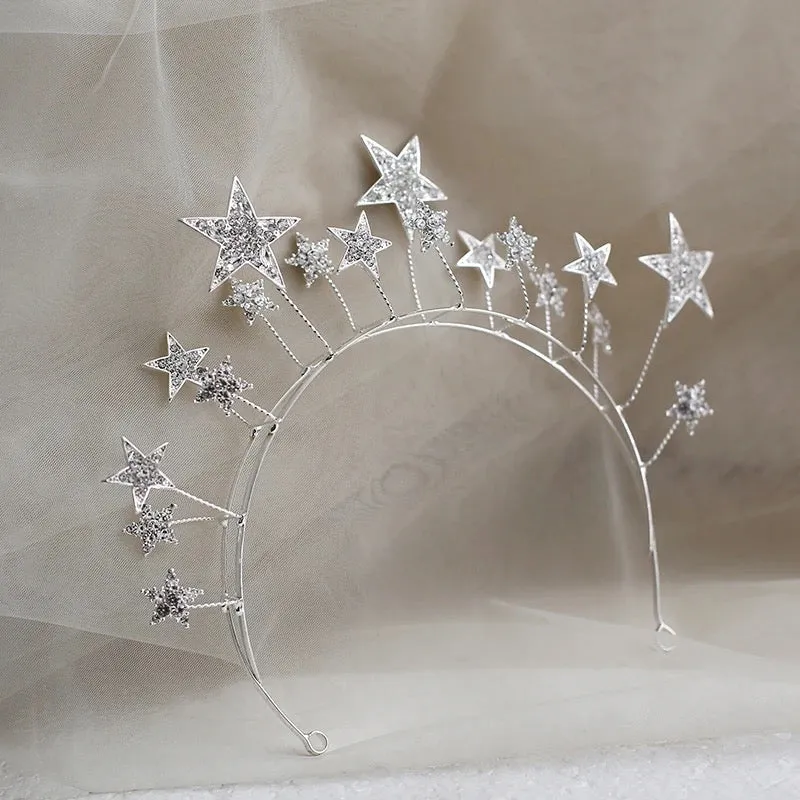 Baroque Vintage Royal Queen King Round Crystal Wedding Crown Bridal Tiaras and Crowns Diadem Bride Hair Jewelry,Swarovski
