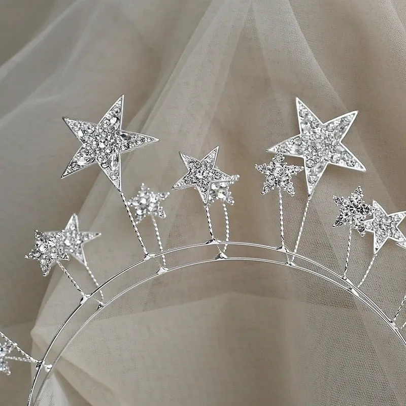 Baroque Vintage Royal Queen King Round Crystal Wedding Crown Bridal Tiaras and Crowns Diadem Bride Hair Jewelry,Swarovski