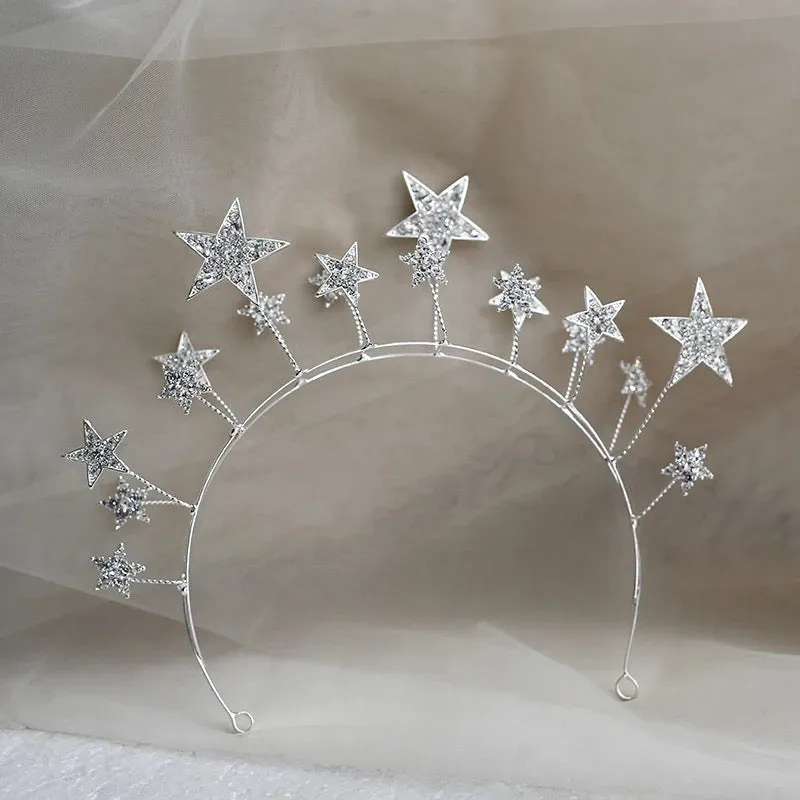 Baroque Vintage Royal Queen King Round Crystal Wedding Crown Bridal Tiaras and Crowns Diadem Bride Hair Jewelry,Swarovski
