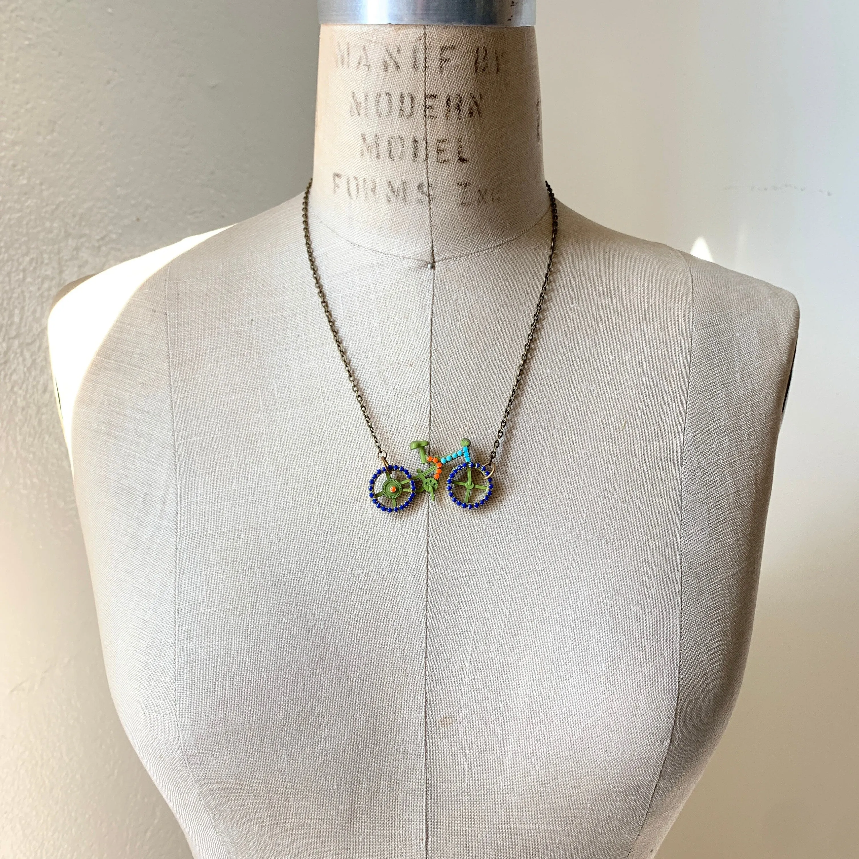 Bling Bicycle Pendant Necklace