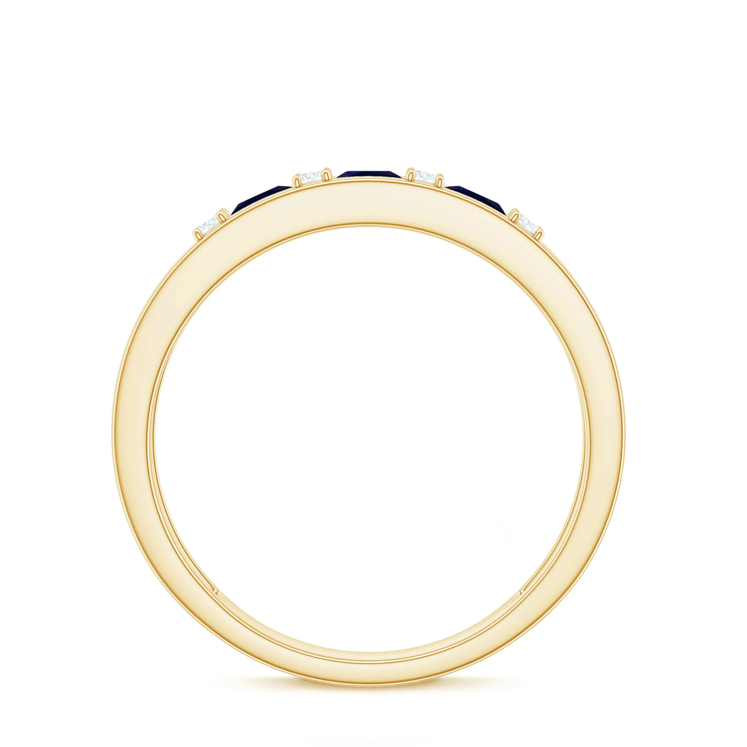 Blue Sapphire Band Ring with Diamond
