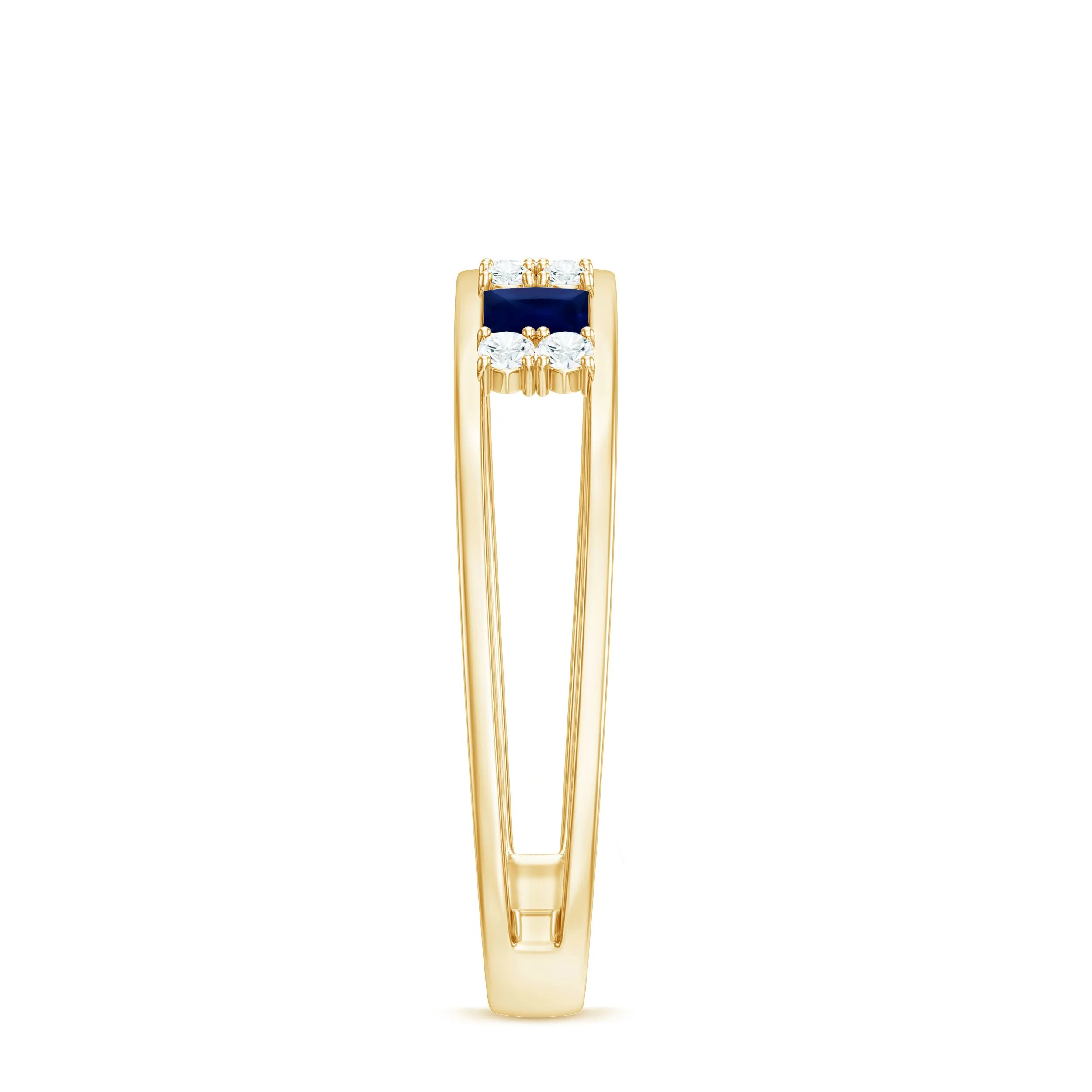 Blue Sapphire Band Ring with Diamond