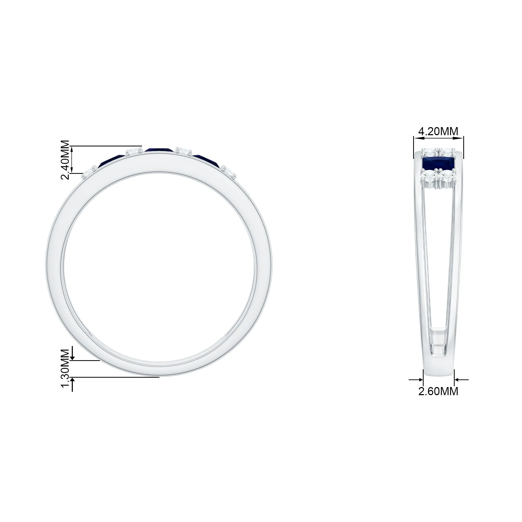 Blue Sapphire Band Ring with Diamond