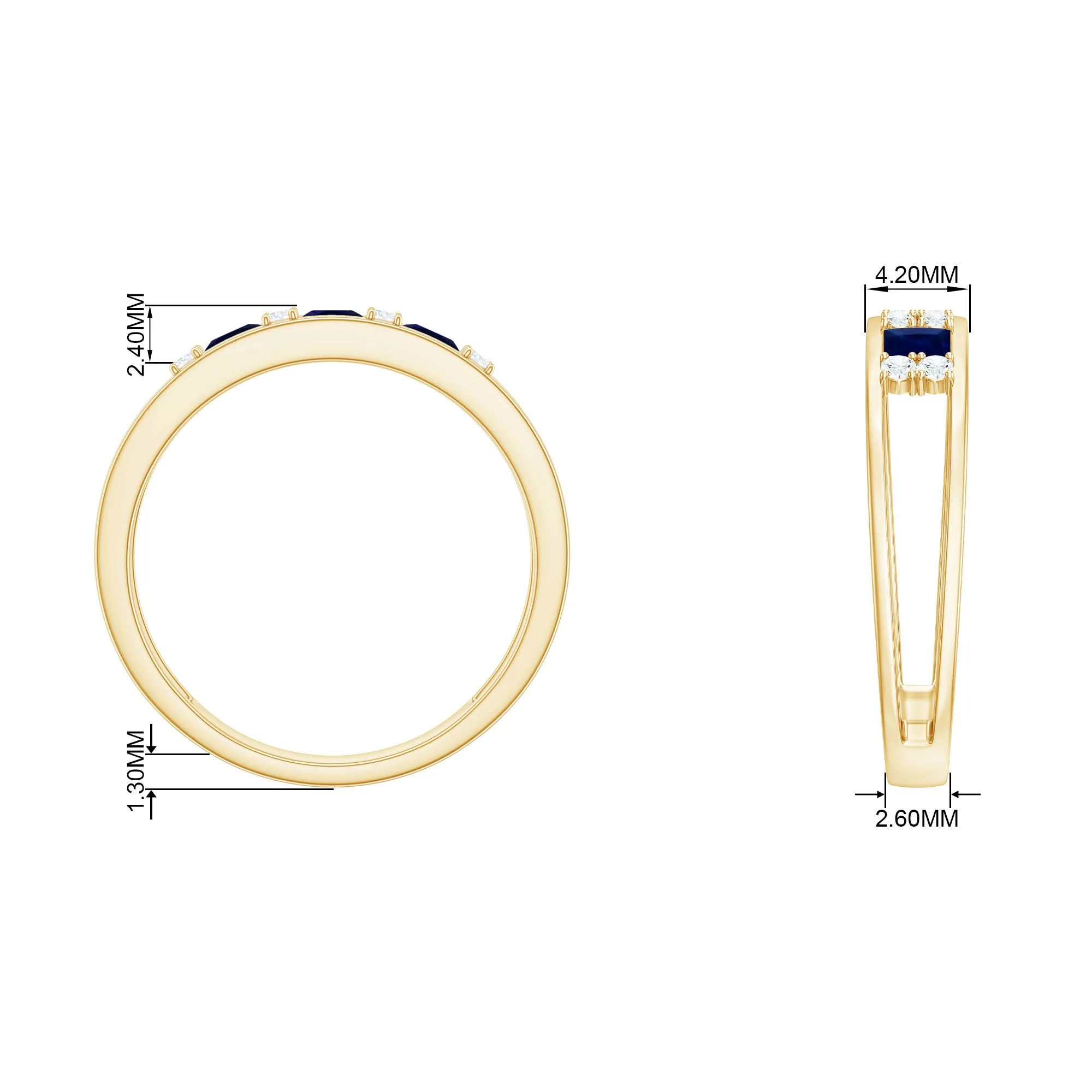 Blue Sapphire Band Ring with Diamond