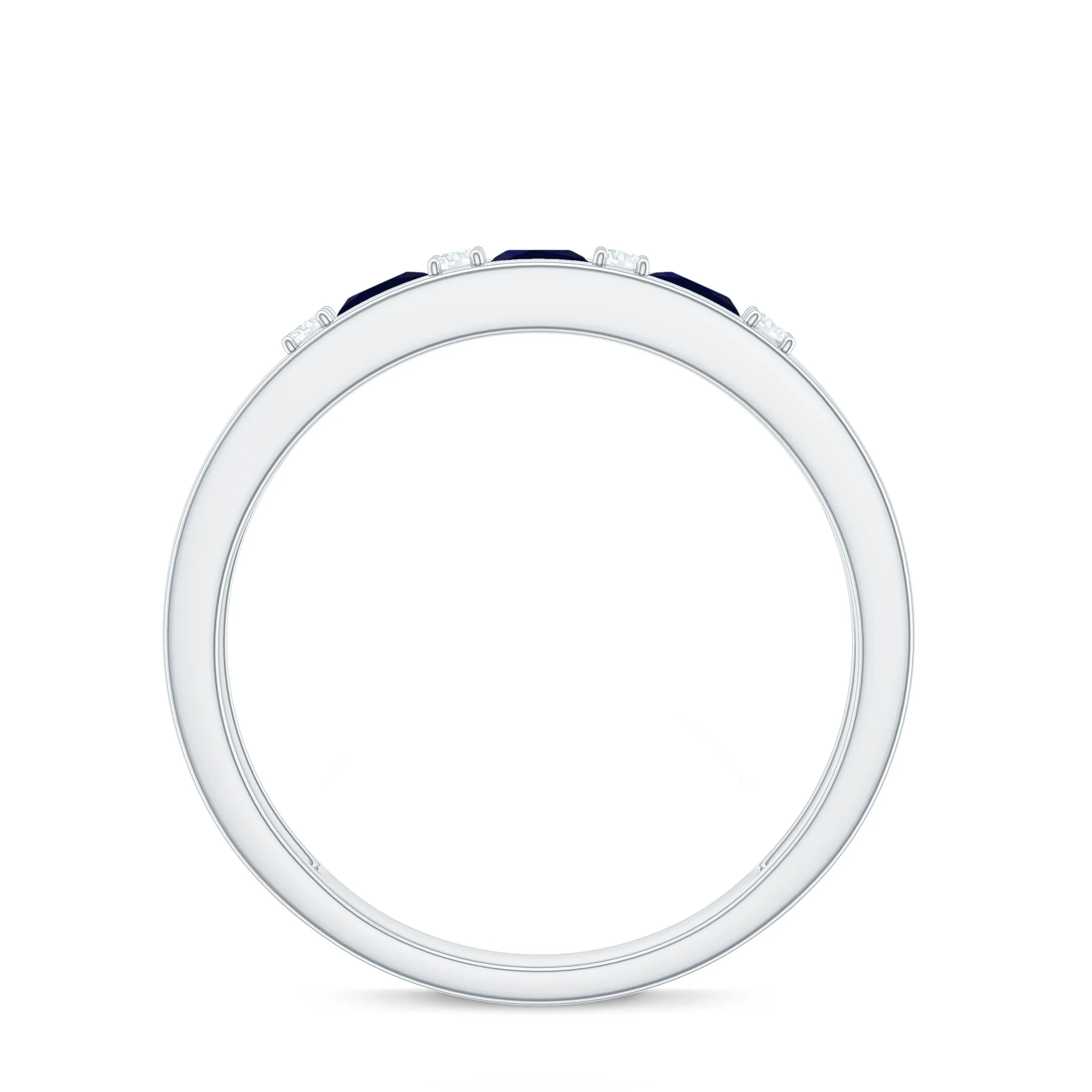 Blue Sapphire Band Ring with Diamond