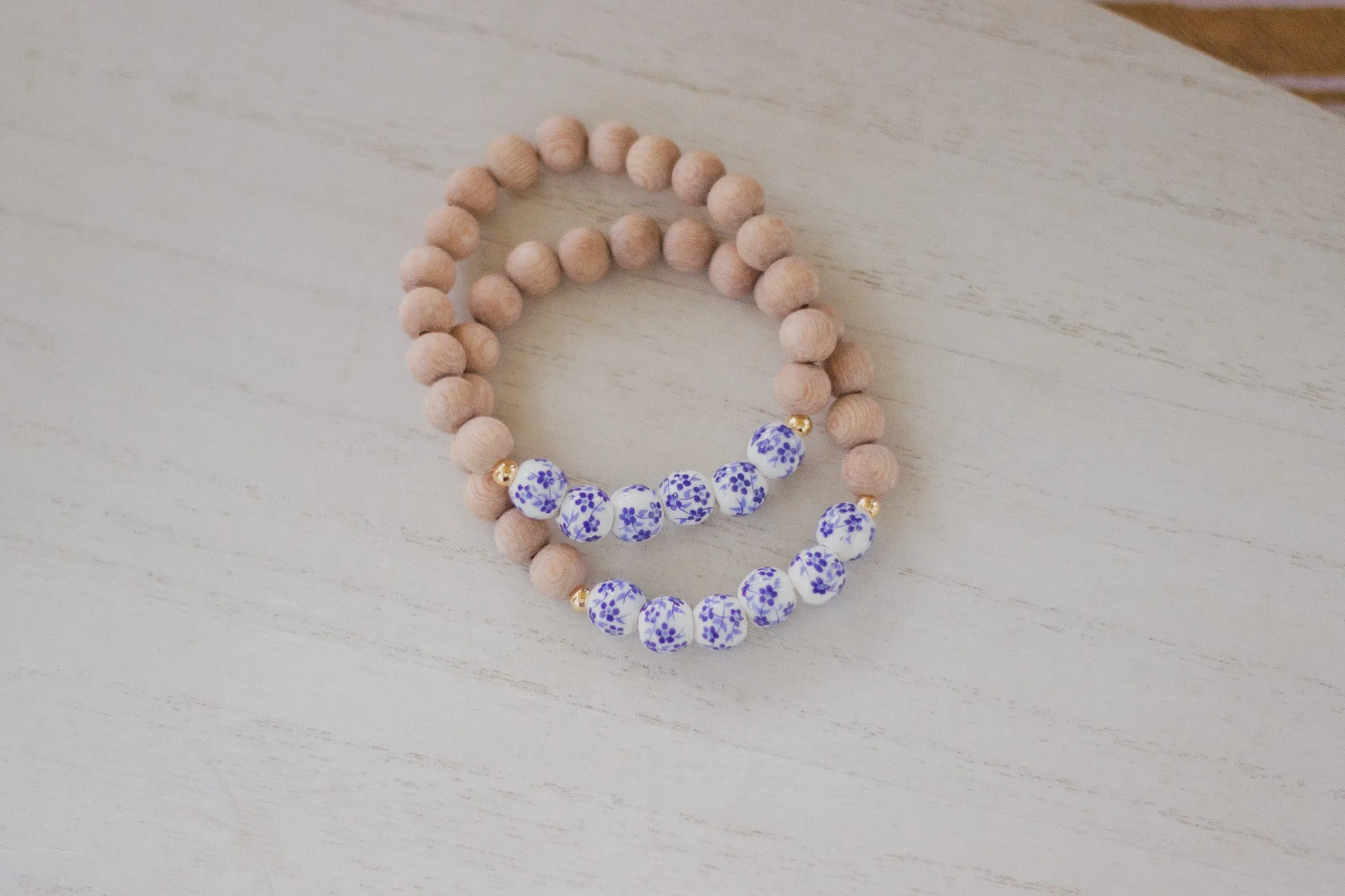 Ceramic Blue Flower Diffuser Bracelet