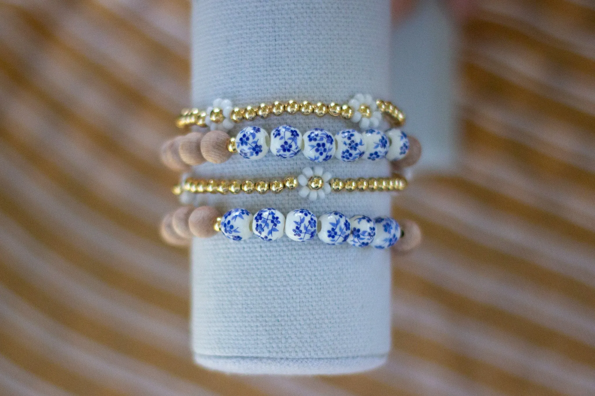 Ceramic Blue Flower Diffuser Bracelet
