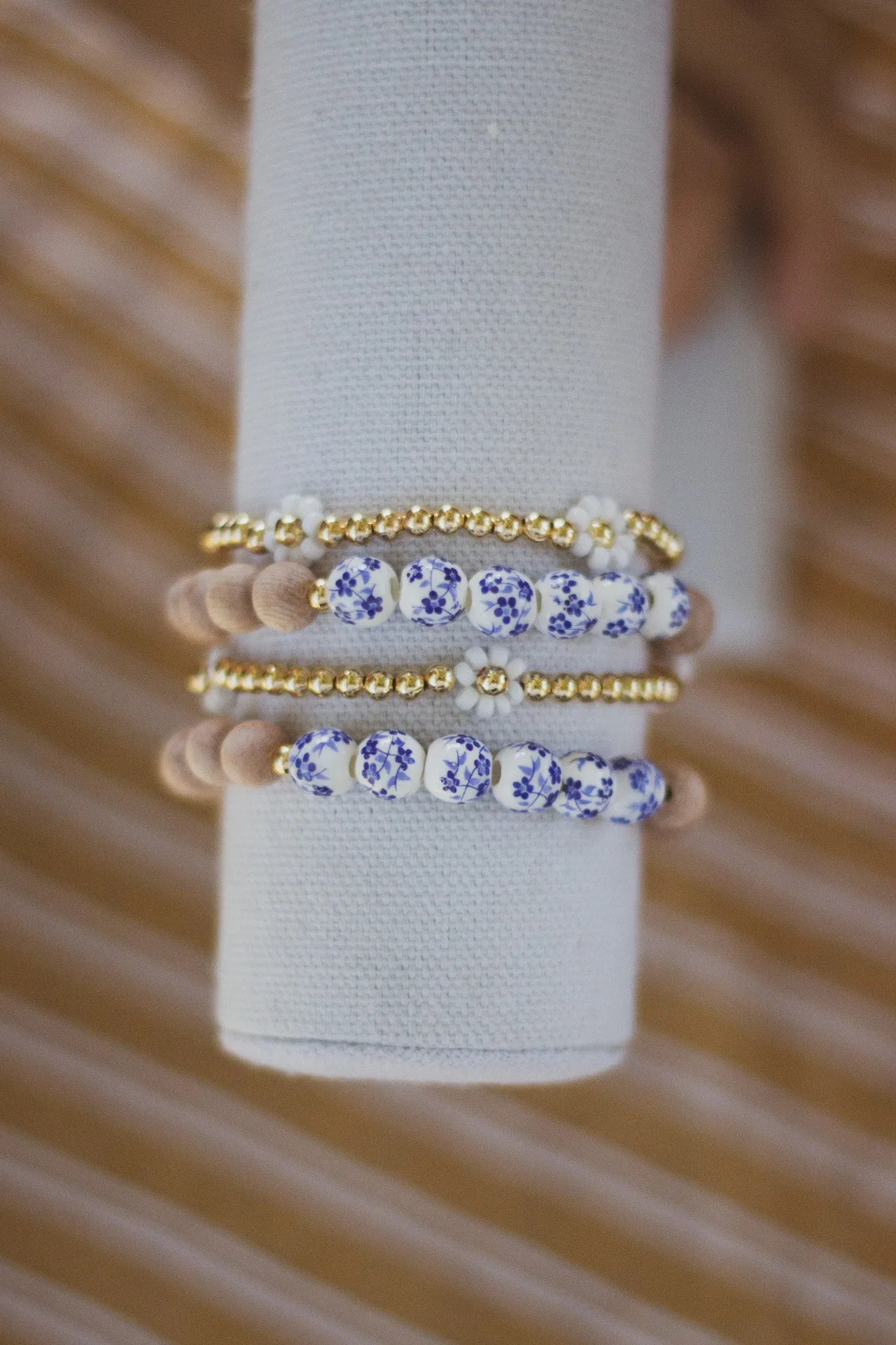 Ceramic Blue Flower Diffuser Bracelet