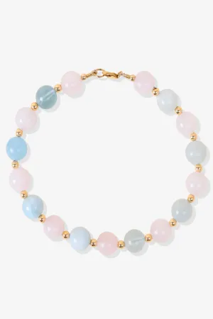 Confidence - Rose Quartz and Aquamarine Gold Vermeil Bracelet