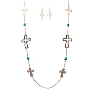 Cross Jewelry Simple Yet Fascinating Spiritual Charm Necklace Set JN223 Multi
