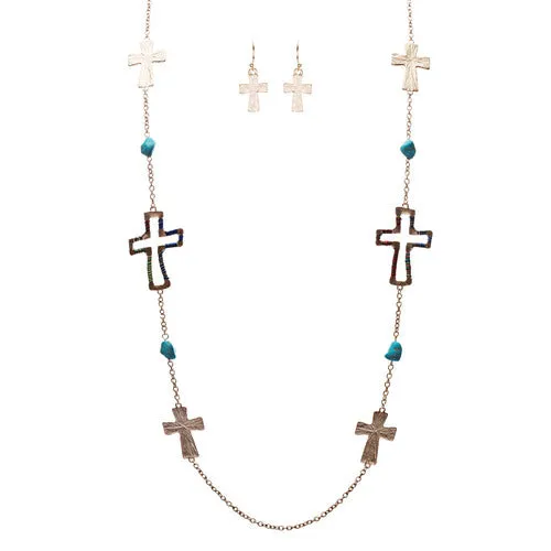 Cross Jewelry Simple Yet Fascinating Spiritual Charm Necklace Set JN223 Multi
