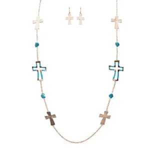 Cross Jewelry Simple Yet Fascinating Spiritual Charm Necklace Set JN223 TQ