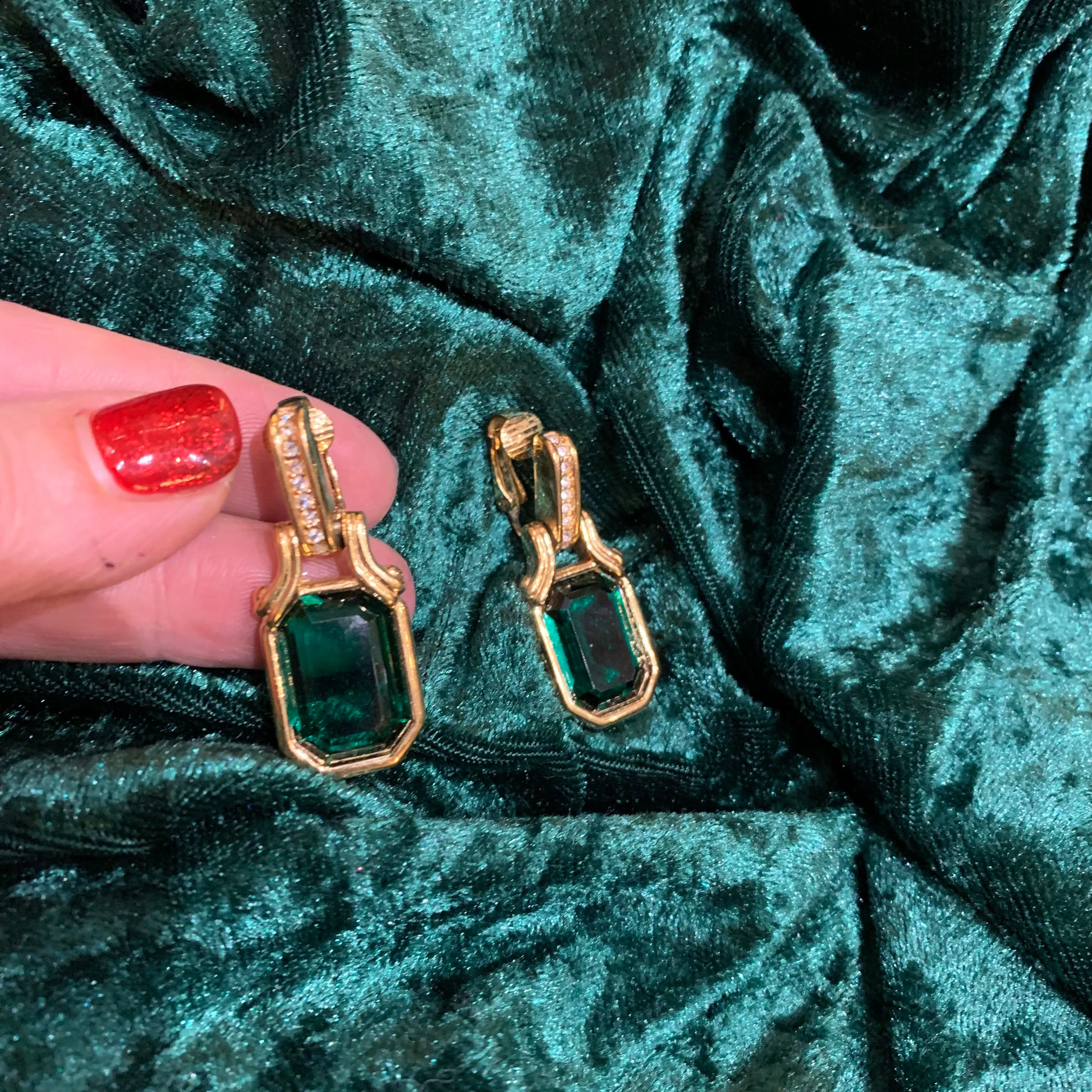 Dior emerald square cut earrings