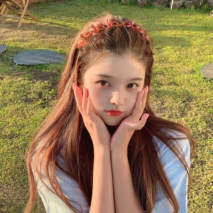 Double bangs hairstyle hairpin