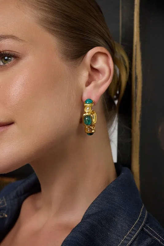 Emerald Hoop Pierced Earrings