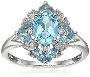 Gorgeous 925 Sterling Silver Lake Blue Aquamarine Coctail Ring