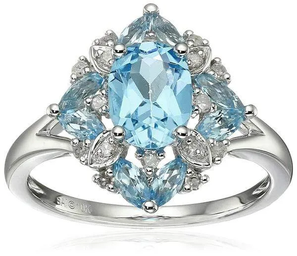Gorgeous 925 Sterling Silver Lake Blue Aquamarine Coctail Ring