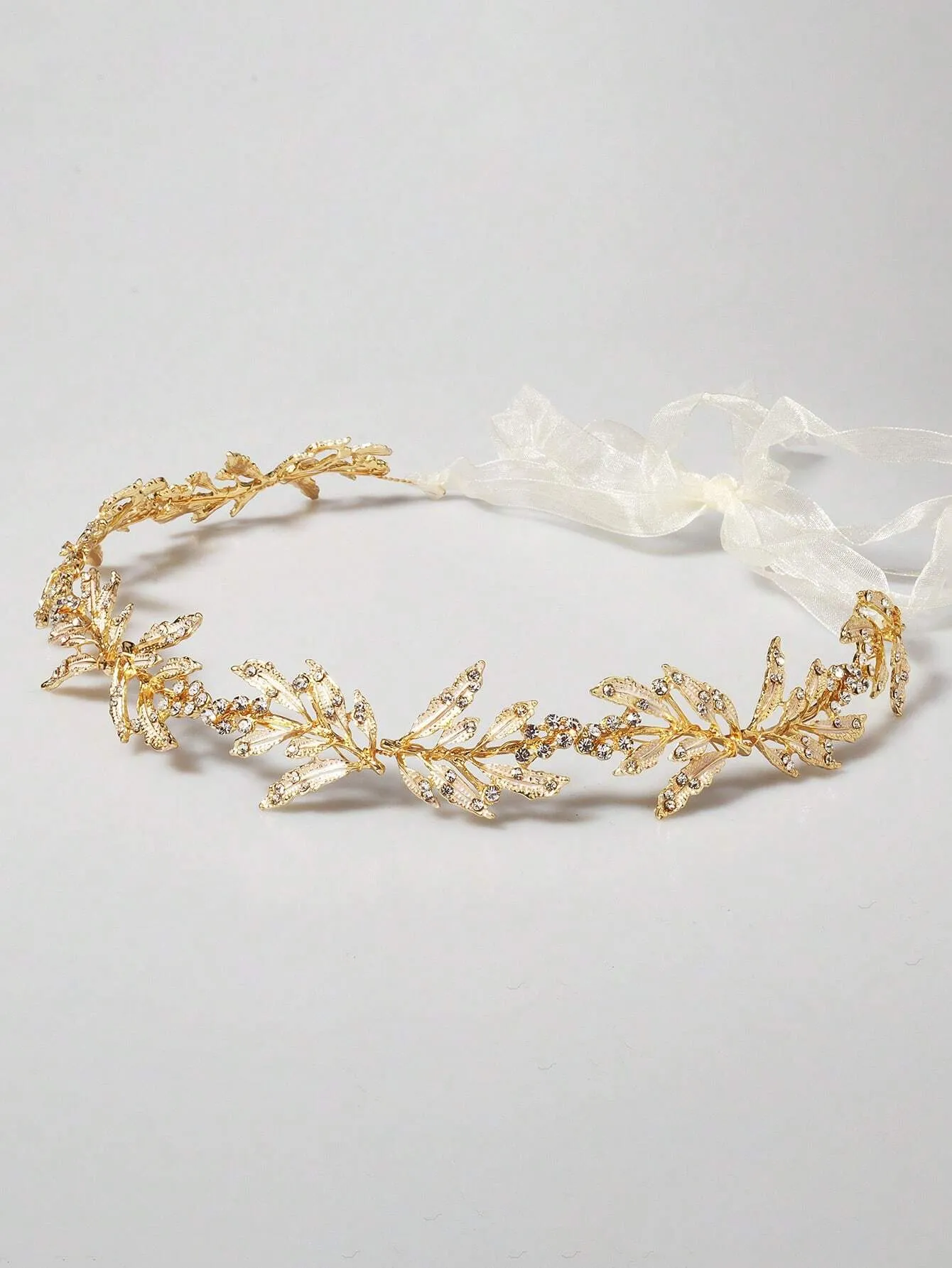 Gyldent Hårsmykke - Krystal-Hårbånd (Diadem) med Blade