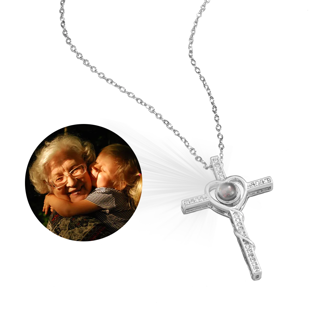 Heart and Cross Photo Necklace