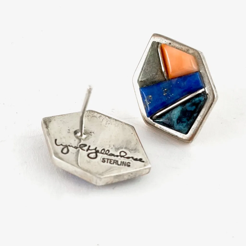 Inlaid Post Earrings<br>By Lynol Yellowhorse