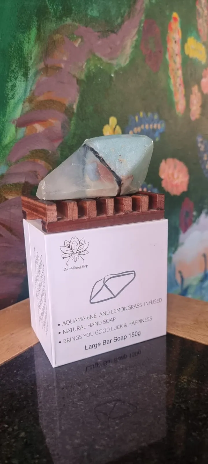 Large Vegan Aquamarine Mermaid Crystal Healing Soap, bracelet, in a Luxury box plus a FREE Bamboo Dish Best Spiritual Gift