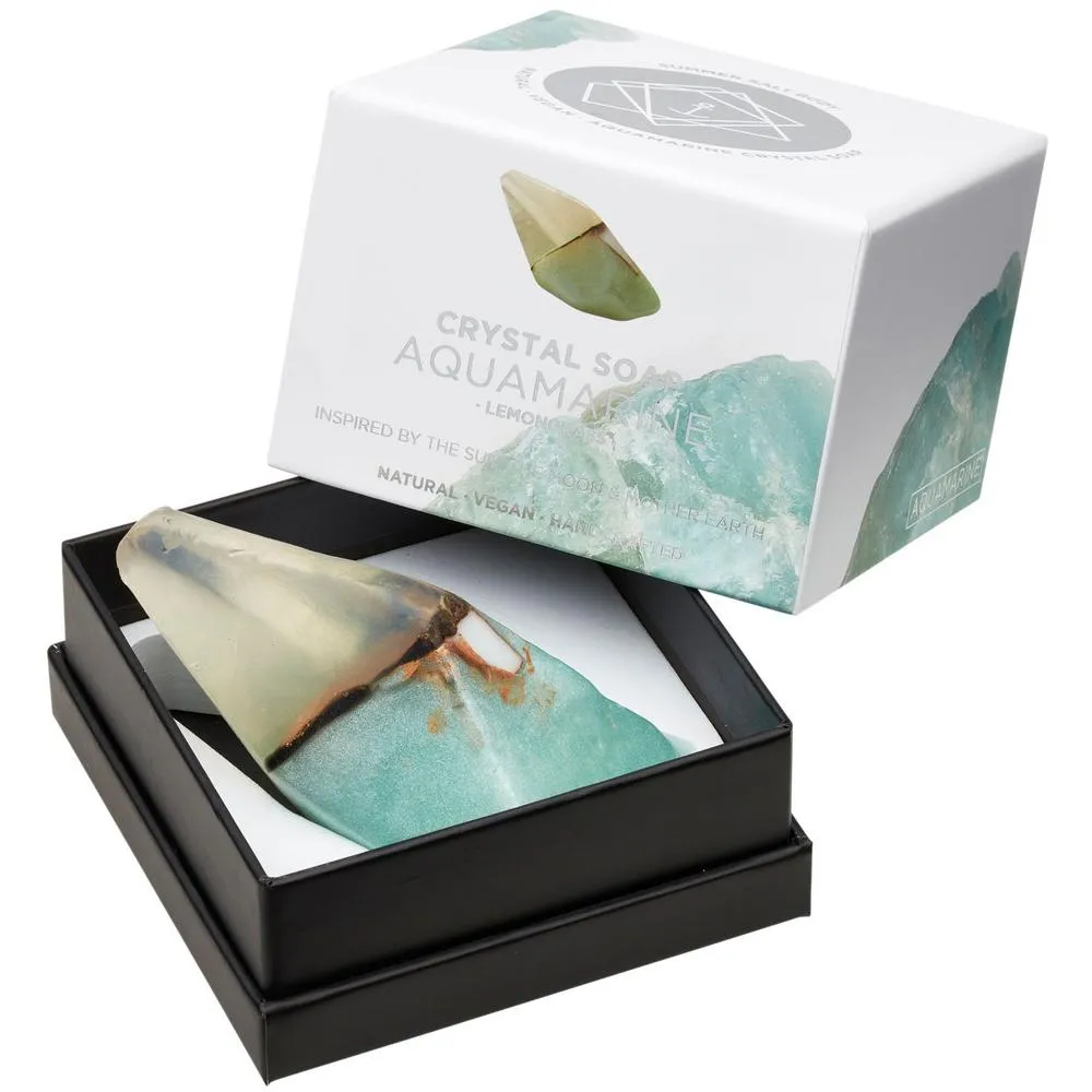 Large Vegan Aquamarine Mermaid Crystal Healing Soap, bracelet, in a Luxury box plus a FREE Bamboo Dish Best Spiritual Gift