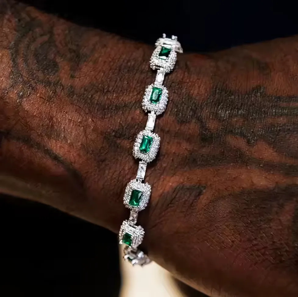 Luxury Iced Out Emerald-Cut Bracelet
