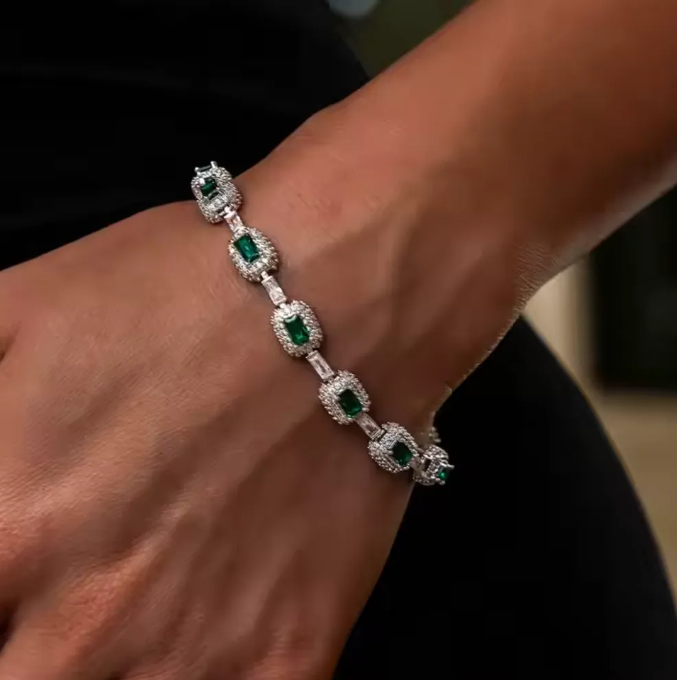 Luxury Iced Out Emerald-Cut Bracelet