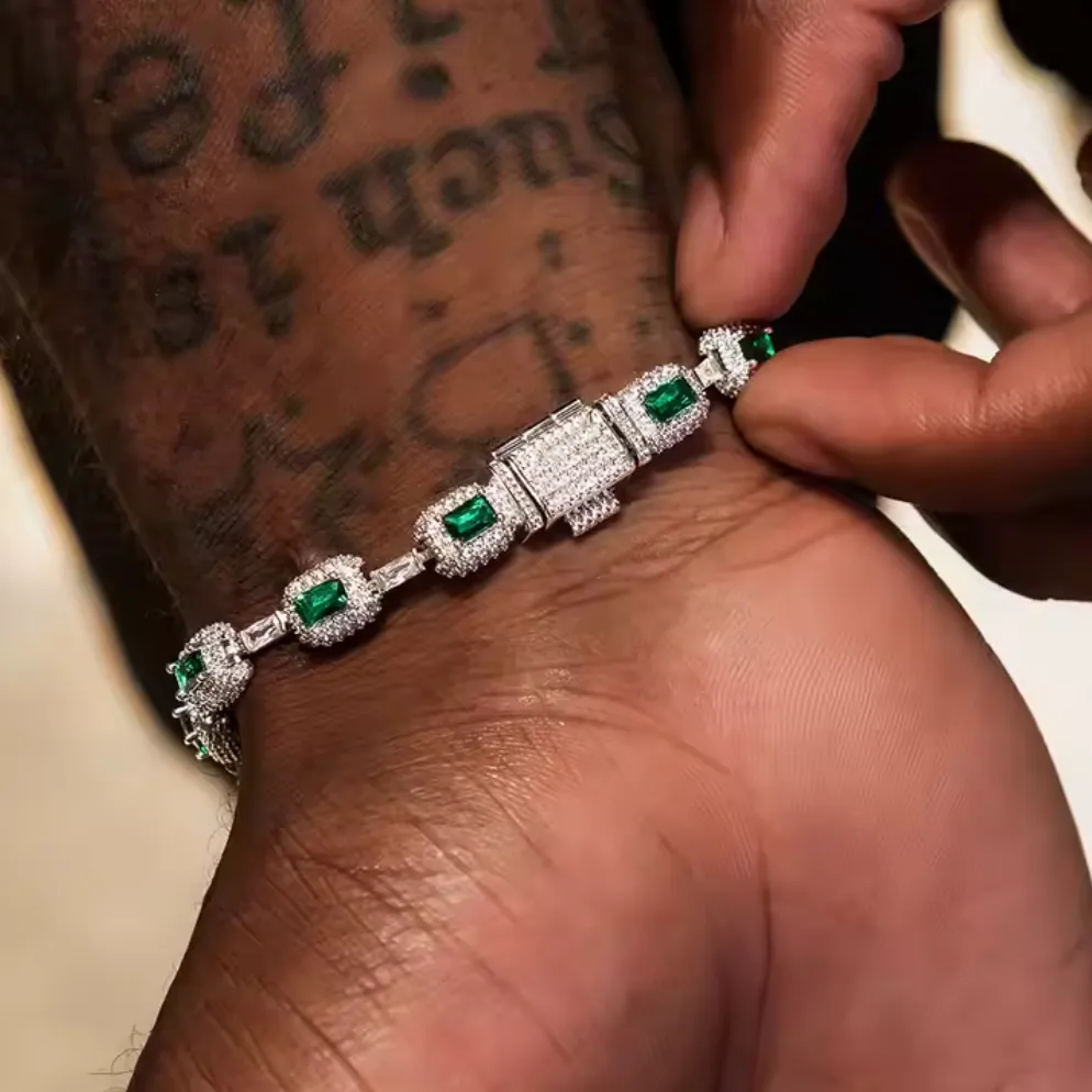 Luxury Iced Out Emerald-Cut Bracelet