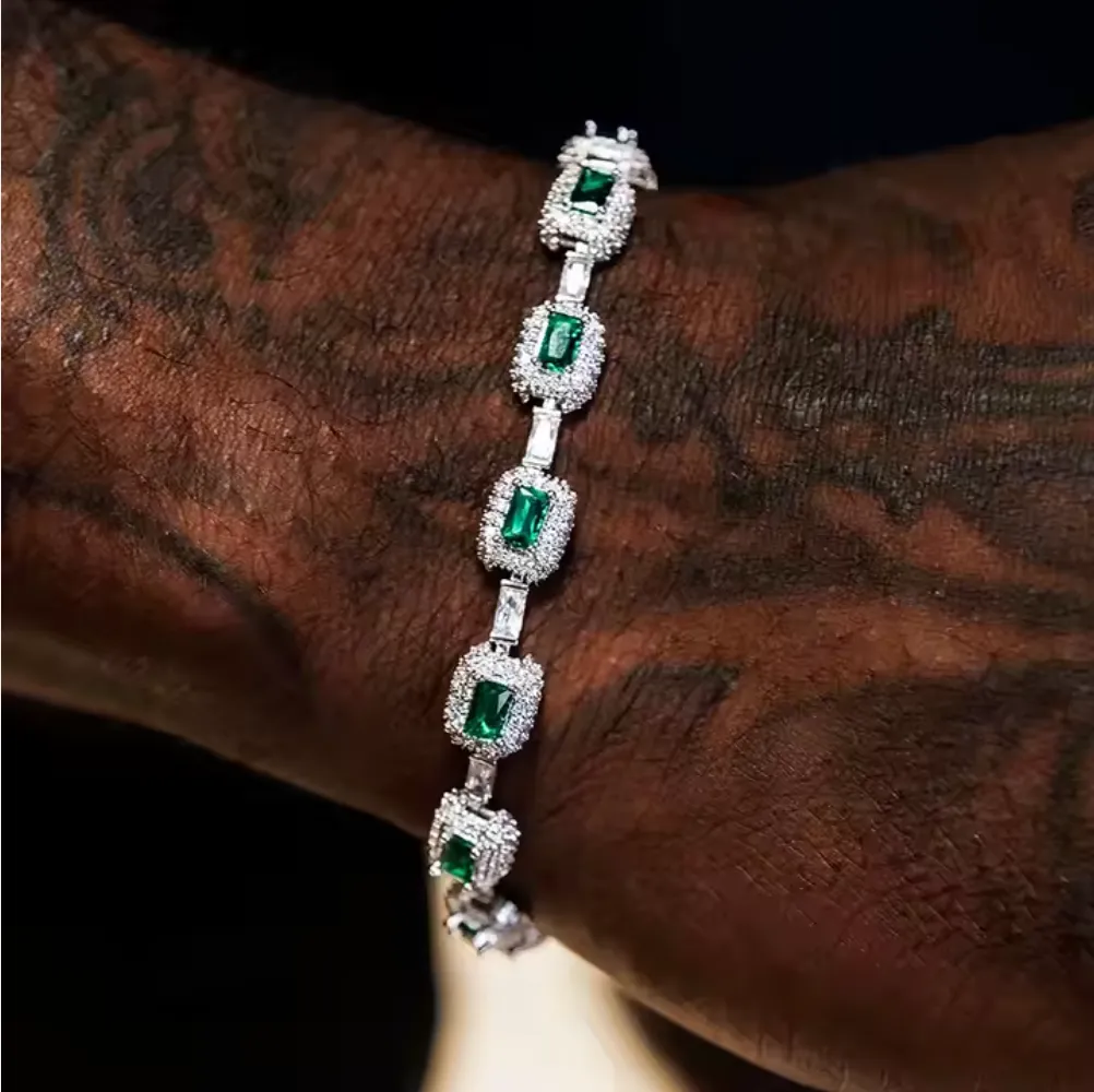 Luxury Iced Out Emerald-Cut Bracelet