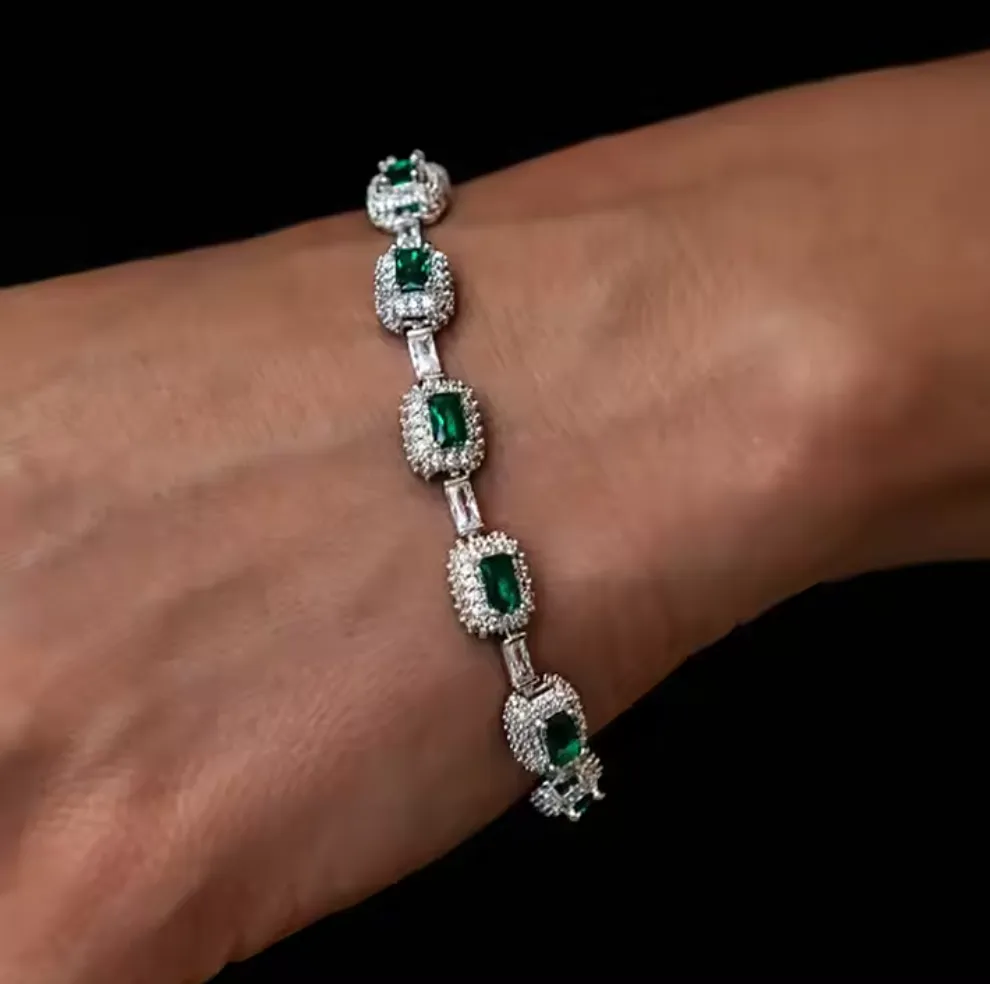 Luxury Iced Out Emerald-Cut Bracelet