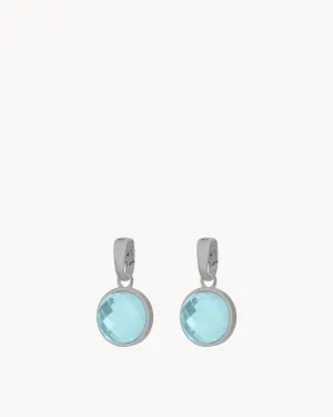 March Peace Birthstone Signature Earring Pendants, Silver