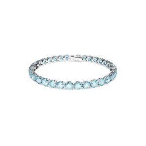 Matrix Tennis bracelet, Round cut, Medium, Blue, Rhodium plated