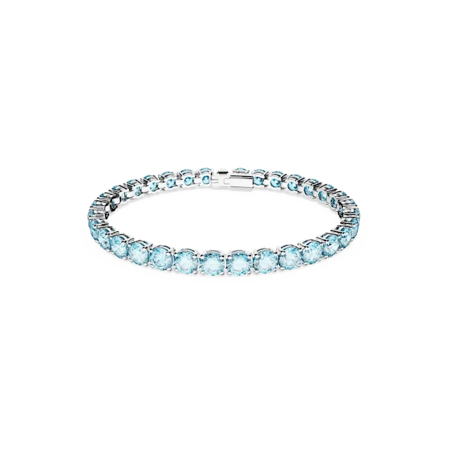 Matrix Tennis bracelet, Round cut, Medium, Blue, Rhodium plated