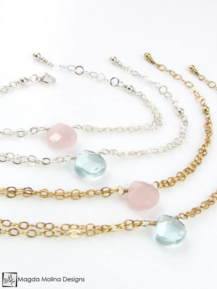 Mini Goddess (children) Rose or Blue Quartz Chain Bracelet