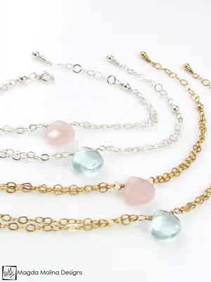 Mini Goddess (children) Rose or Blue Quartz Chain Bracelet
