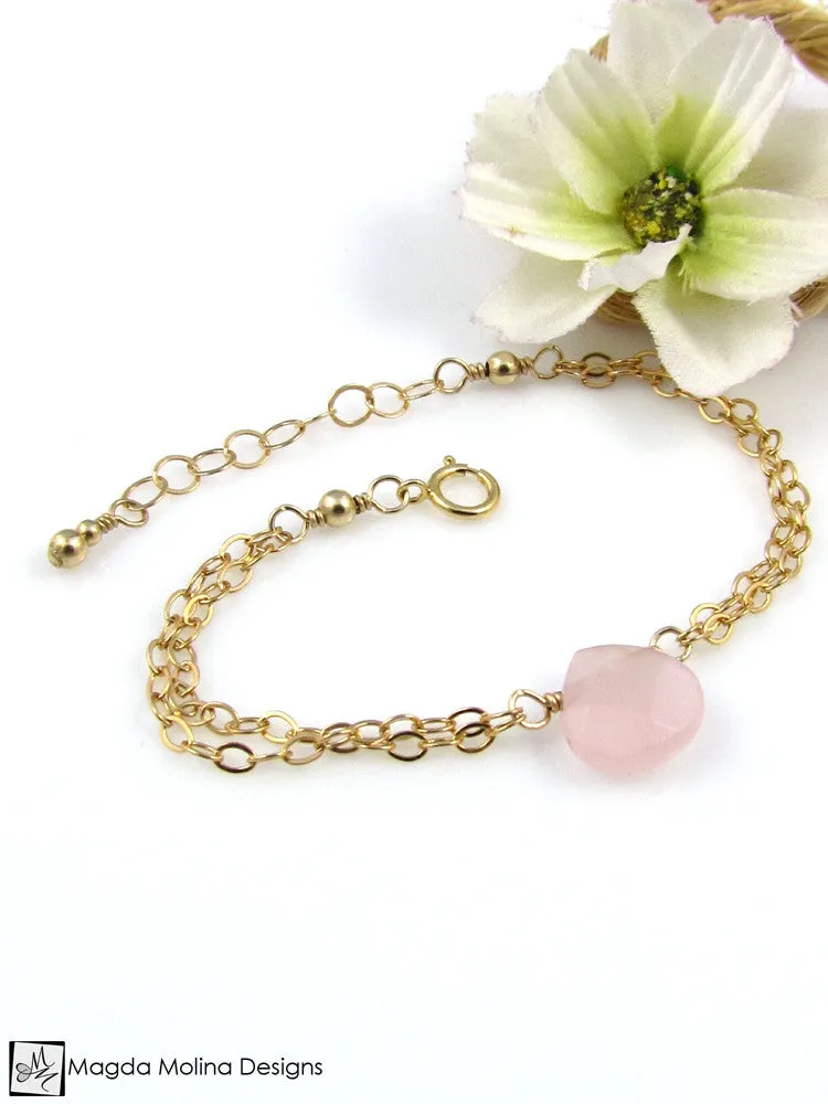 Mini Goddess (children) Rose or Blue Quartz Chain Bracelet