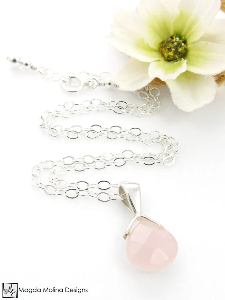 Mini Goddess (children) Simple Quartz Drop on Silver Necklace