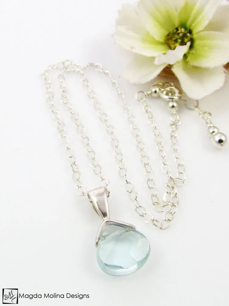 Mini Goddess (children) Simple Quartz Drop on Silver Necklace