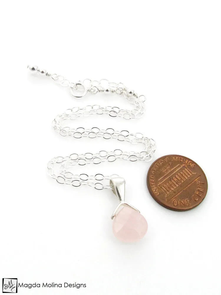Mini Goddess (children) Simple Quartz Drop on Silver Necklace